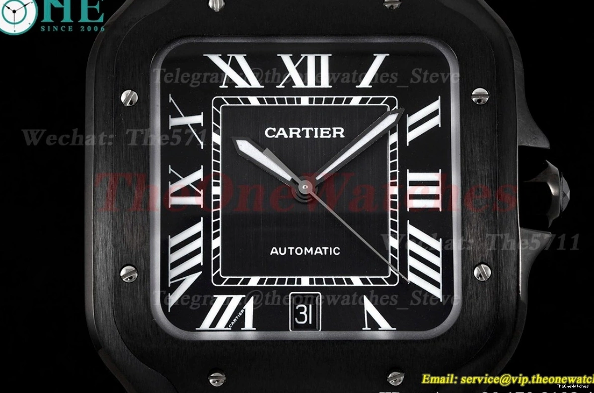 Santos BVF PVD Black Mens 9019 De Cartier XL LE 0418